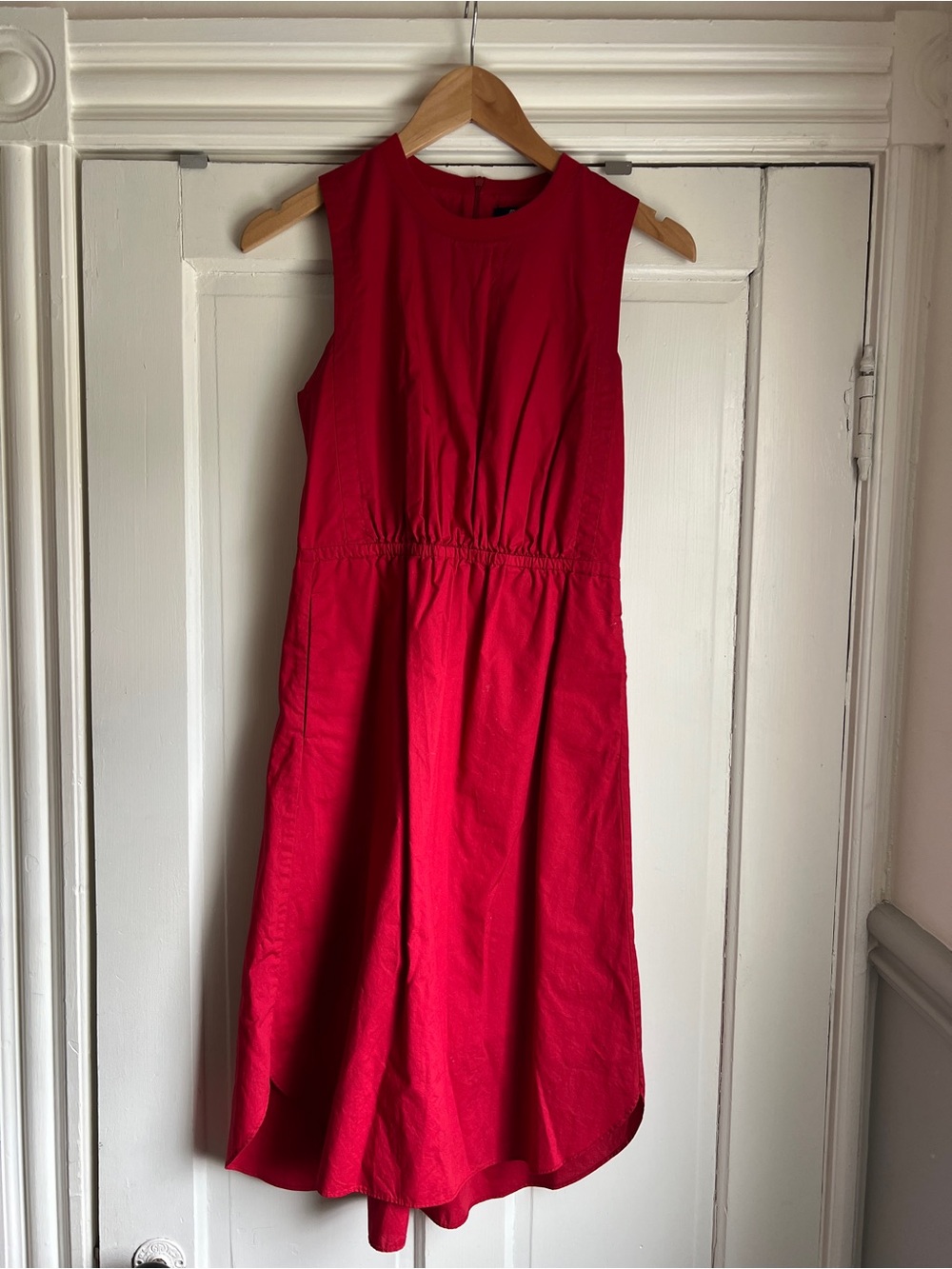 madewell cotton lakeshore sleeveless midi dress bandana red 0 #c6209